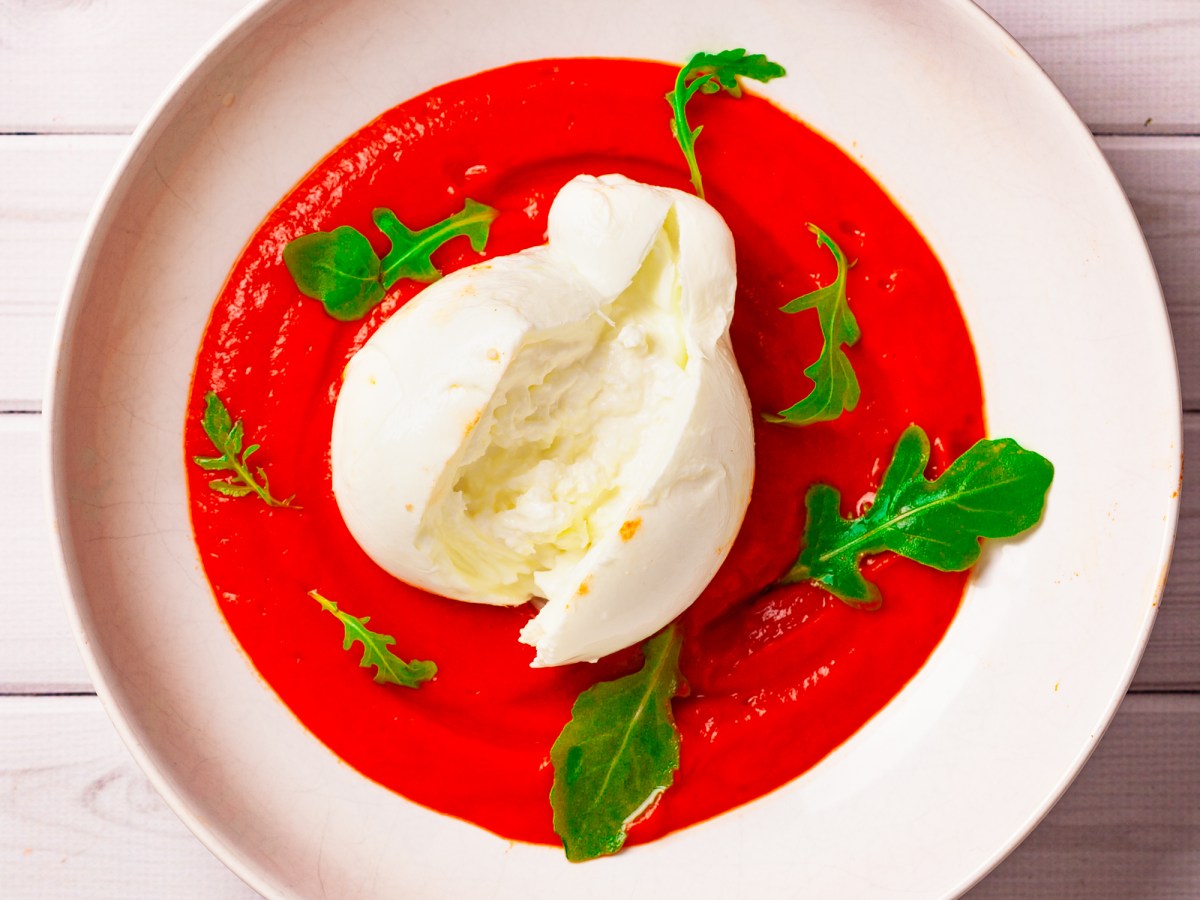 BURRATA WITH ROASTED PEPPER&nbsp;CREAM