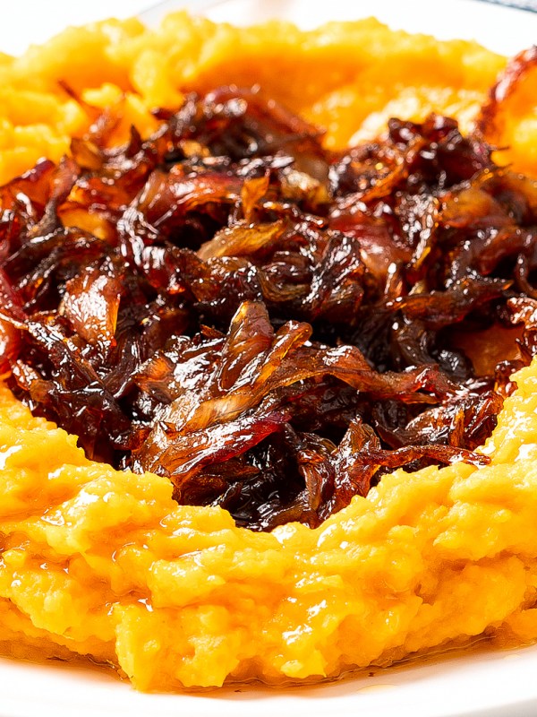 THE CREAMIEST MASHED SWEET POTATOES WITH CARAMELIZED&nbsp;ONION