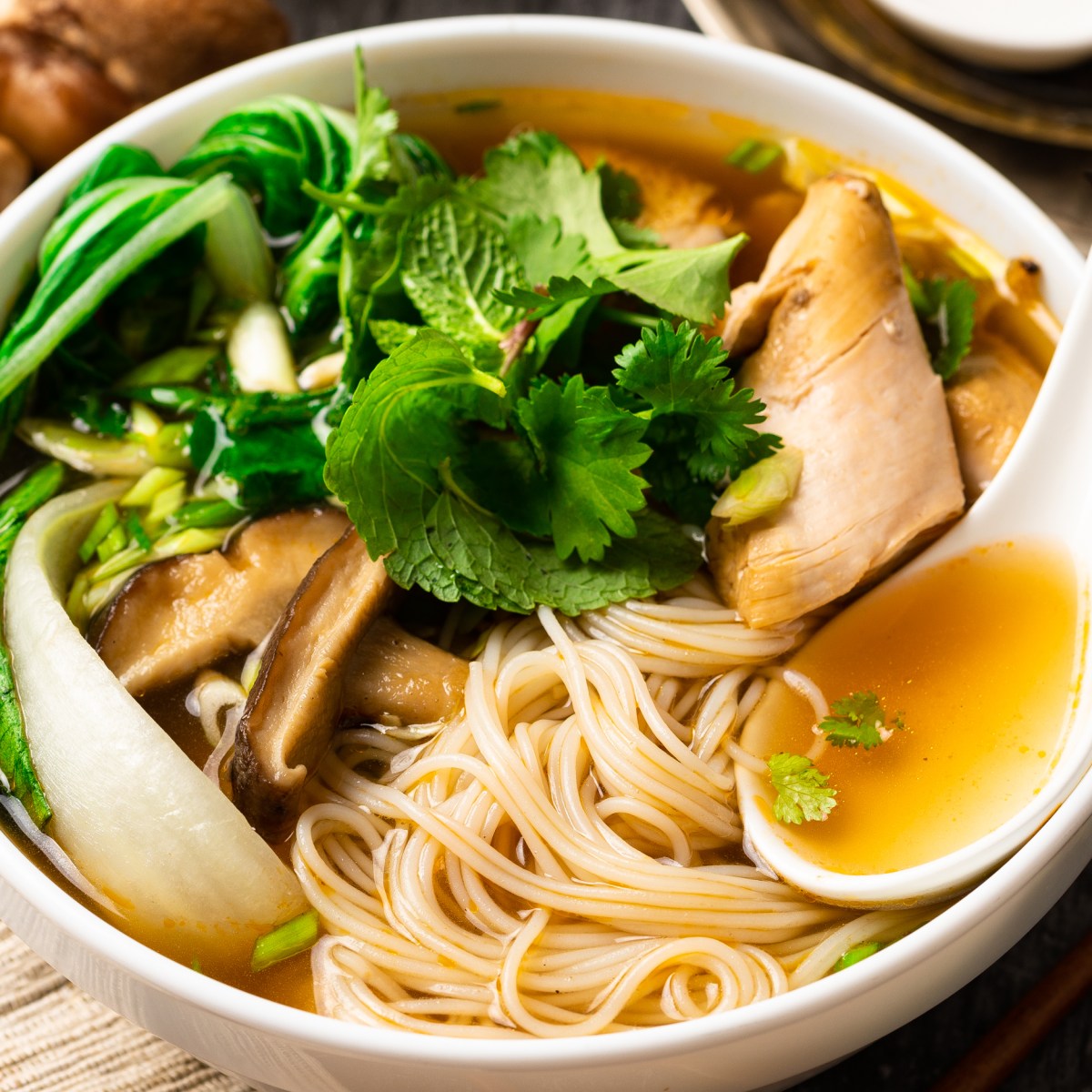 VIETNAMESE CHICKEN SOUP WITH NOODLES &&nbsp;SHIITAKE